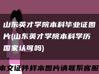 山东英才学院本科毕业证图片(山东英才学院本科学历国家认可吗)缩略图