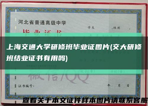 上海交通大学研修班毕业证图片(交大研修班结业证书有用吗)缩略图