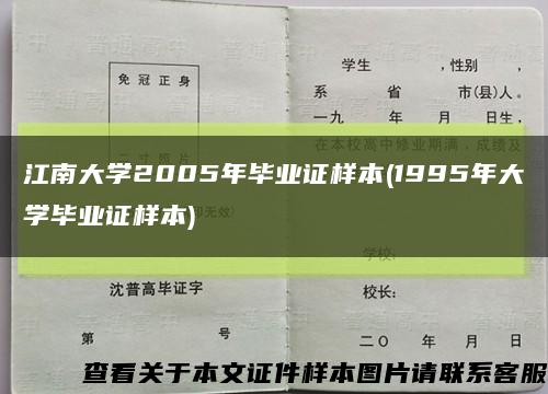 江南大学2005年毕业证样本(1995年大学毕业证样本)缩略图