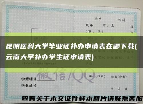 昆明医科大学毕业证补办申请表在哪下载(云南大学补办学生证申请表)缩略图