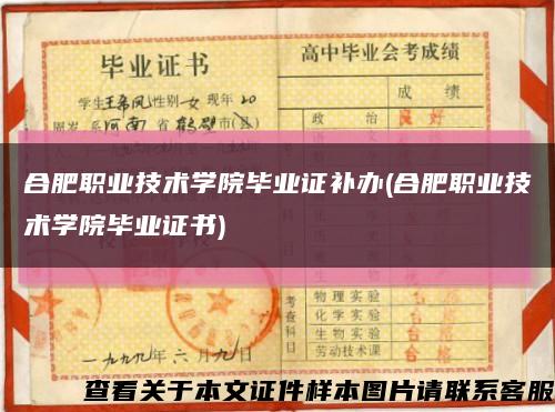 合肥职业技术学院毕业证补办(合肥职业技术学院毕业证书)缩略图