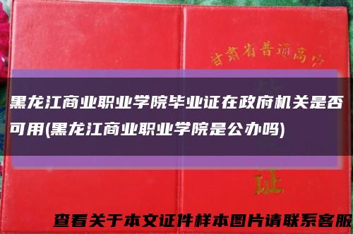 黑龙江商业职业学院毕业证在政府机关是否可用(黑龙江商业职业学院是公办吗)缩略图