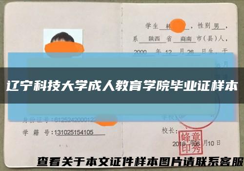 辽宁科技大学成人教育学院毕业证样本缩略图