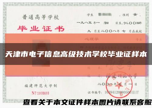 天津市电子信息高级技术学校毕业证样本缩略图