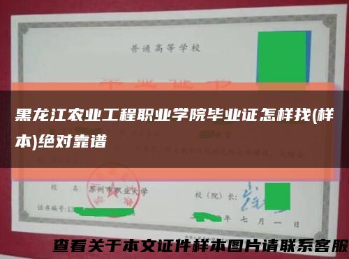 黑龙江农业工程职业学院毕业证怎样找(样本)绝对靠谱缩略图