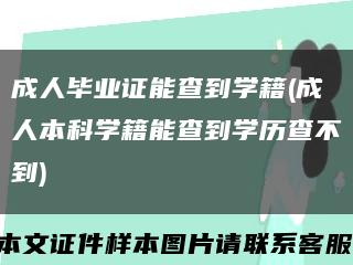 成人毕业证能查到学籍(成人本科学籍能查到学历查不到)缩略图