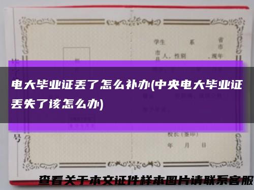 电大毕业证丢了怎么补办(中央电大毕业证丢失了该怎么办)缩略图