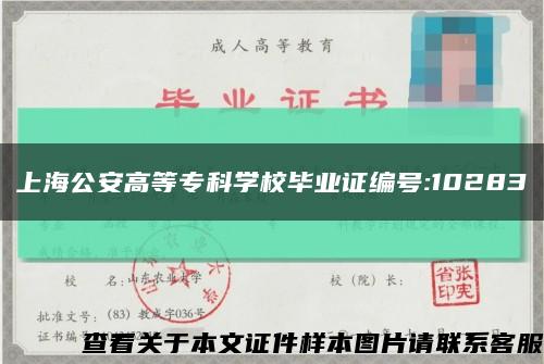 上海公安高等专科学校毕业证编号:10283缩略图