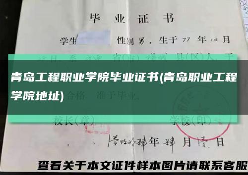 青岛工程职业学院毕业证书(青岛职业工程学院地址)缩略图
