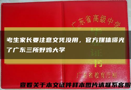 考生家长要注意文凭没用，官方媒体曝光了广东三所野鸡大学缩略图