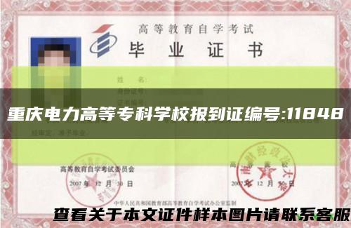 重庆电力高等专科学校报到证编号:11848缩略图