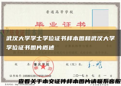 武汉大学学士学位证书样本图和武汉大学学位证书图片概述缩略图