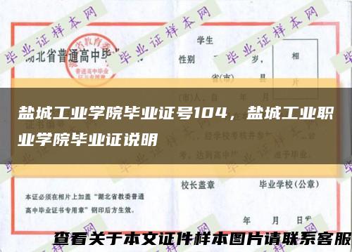 盐城工业学院毕业证号104，盐城工业职业学院毕业证说明缩略图