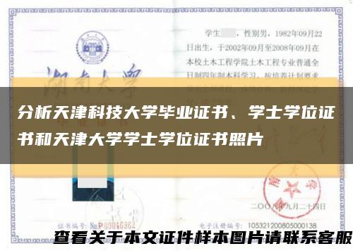 分析天津科技大学毕业证书、学士学位证书和天津大学学士学位证书照片缩略图