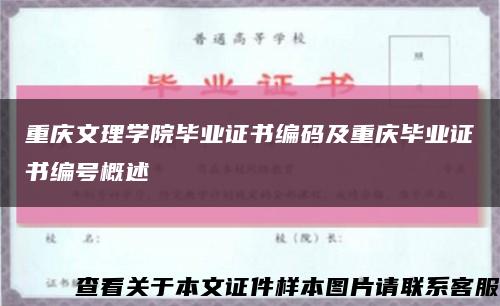 重庆文理学院毕业证书编码及重庆毕业证书编号概述缩略图