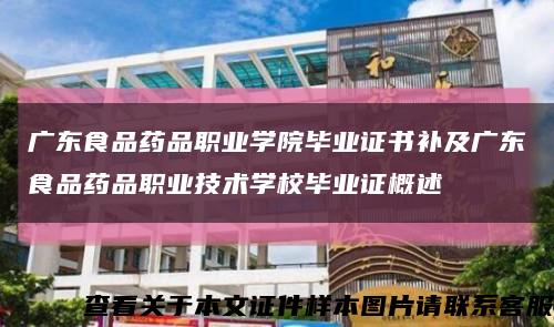 广东食品药品职业学院毕业证书补及广东食品药品职业技术学校毕业证概述缩略图