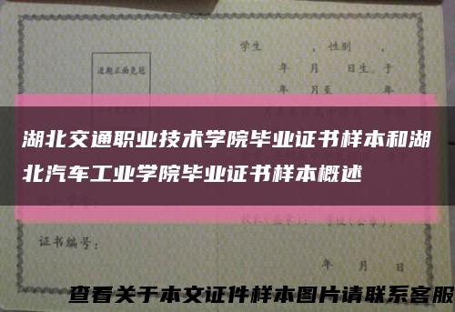 湖北交通职业技术学院毕业证书样本和湖北汽车工业学院毕业证书样本概述缩略图