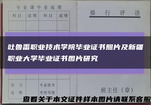 吐鲁番职业技术学院毕业证书照片及新疆职业大学毕业证书图片研究缩略图