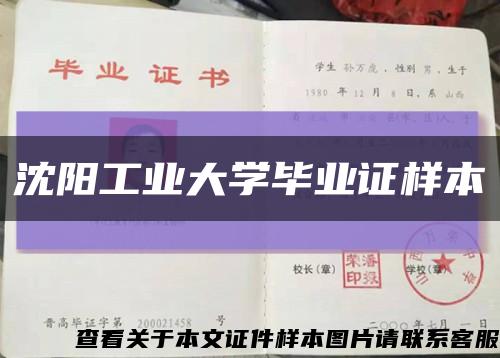 沈阳工业大学毕业证样本缩略图