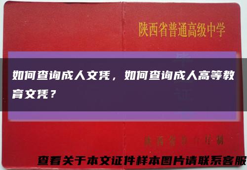 如何查询成人文凭，如何查询成人高等教育文凭？缩略图