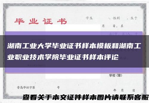湖南工业大学毕业证书样本模板和湖南工业职业技术学院毕业证书样本评论缩略图