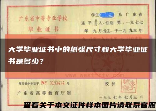 大学毕业证书中的纸张尺寸和大学毕业证书是多少？缩略图