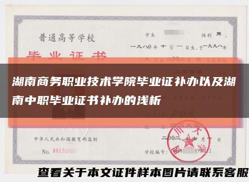 湖南商务职业技术学院毕业证补办以及湖南中职毕业证书补办的浅析缩略图