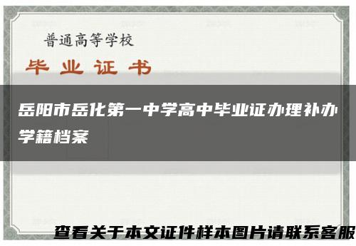 岳阳市岳化第一中学高中毕业证办理补办学籍档案缩略图