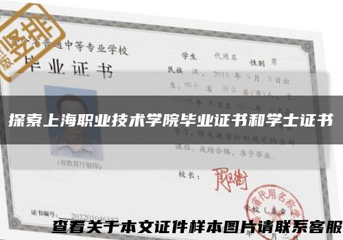 探索上海职业技术学院毕业证书和学士证书缩略图