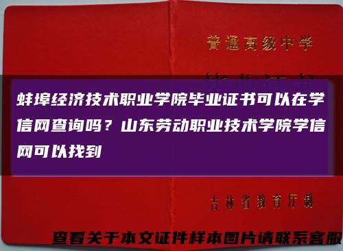 蚌埠经济技术职业学院毕业证书可以在学信网查询吗？山东劳动职业技术学院学信网可以找到缩略图