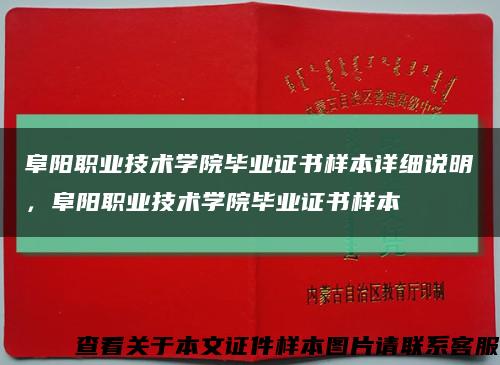 阜阳职业技术学院毕业证书样本详细说明，阜阳职业技术学院毕业证书样本缩略图