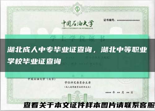 湖北成人中专毕业证查询，湖北中等职业学校毕业证查询缩略图