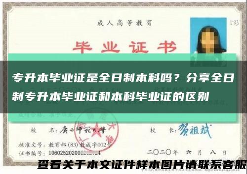 专升本毕业证是全日制本科吗？分享全日制专升本毕业证和本科毕业证的区别缩略图