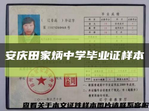 安庆田家炳中学毕业证样本缩略图