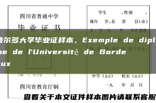 波尔多大学毕业证样本，Exemple de diplôme de l'Université de Bordeaux缩略图