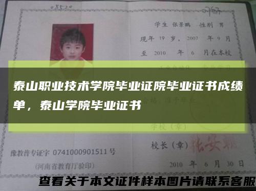 泰山职业技术学院毕业证院毕业证书成绩单，泰山学院毕业证书缩略图