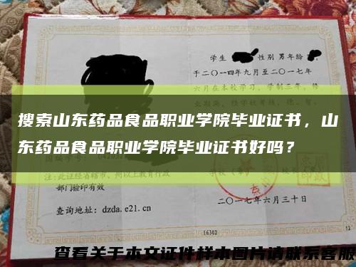 搜索山东药品食品职业学院毕业证书，山东药品食品职业学院毕业证书好吗？缩略图