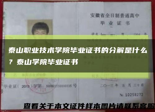 泰山职业技术学院毕业证书的分解是什么？泰山学院毕业证书缩略图