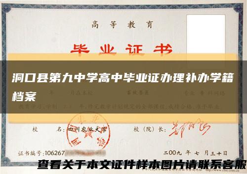 洞口县第九中学高中毕业证办理补办学籍档案缩略图