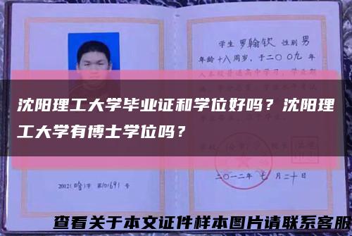 沈阳理工大学毕业证和学位好吗？沈阳理工大学有博士学位吗？缩略图