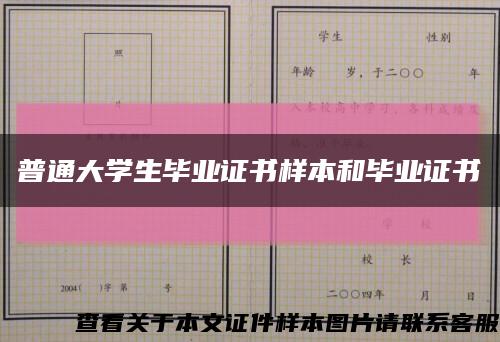 普通大学生毕业证书样本和毕业证书缩略图