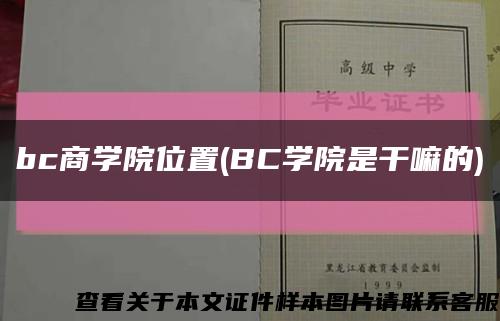 bc商学院位置(BC学院是干嘛的)缩略图