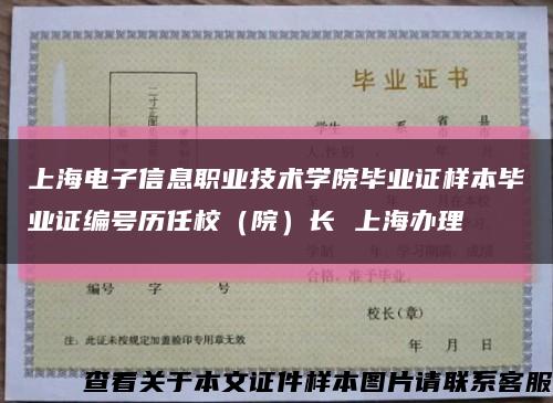 上海电子信息职业技术学院毕业证样本毕业证编号历任校（院）长 上海办理缩略图