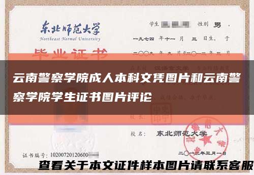 云南警察学院成人本科文凭图片和云南警察学院学生证书图片评论缩略图