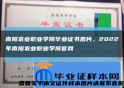 南阳农业职业学院毕业证书图片，2022年南阳农业职业学院官网缩略图