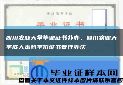 四川农业大学毕业证书补办，四川农业大学成人本科学位证书管理办法缩略图