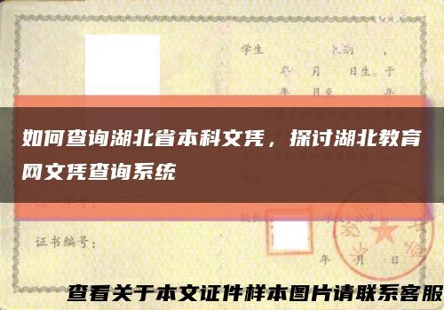 如何查询湖北省本科文凭，探讨湖北教育网文凭查询系统缩略图