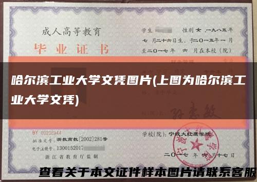 哈尔滨工业大学文凭图片(上图为哈尔滨工业大学文凭)缩略图