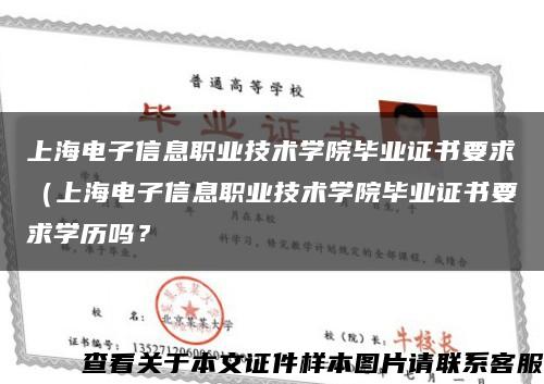 上海电子信息职业技术学院毕业证书要求（上海电子信息职业技术学院毕业证书要求学历吗？缩略图