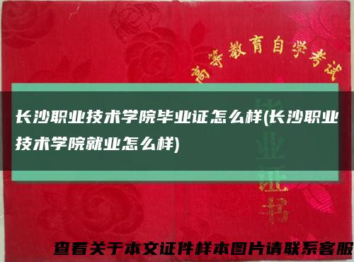 长沙职业技术学院毕业证怎么样(长沙职业技术学院就业怎么样)缩略图